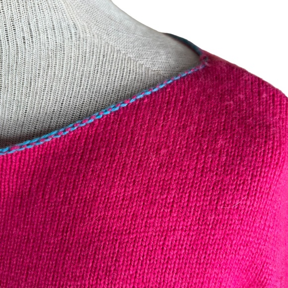 Tommy Hilfiger NWT Women’s Hot Pink Wool Blend Sweater W/ Multi Color Stripes M - Picture 4 of 16